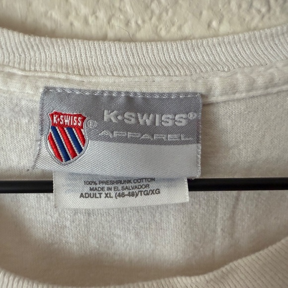 K-Swiss White Men's Vintage Logo Short Sleeve Tee Shirt Size XL - Picture 6 of 6